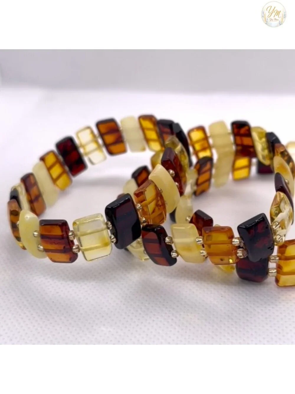 Genuine Baltic Amber Stretch Bracelet Handmade Women Natural Stone Jewelry Gift